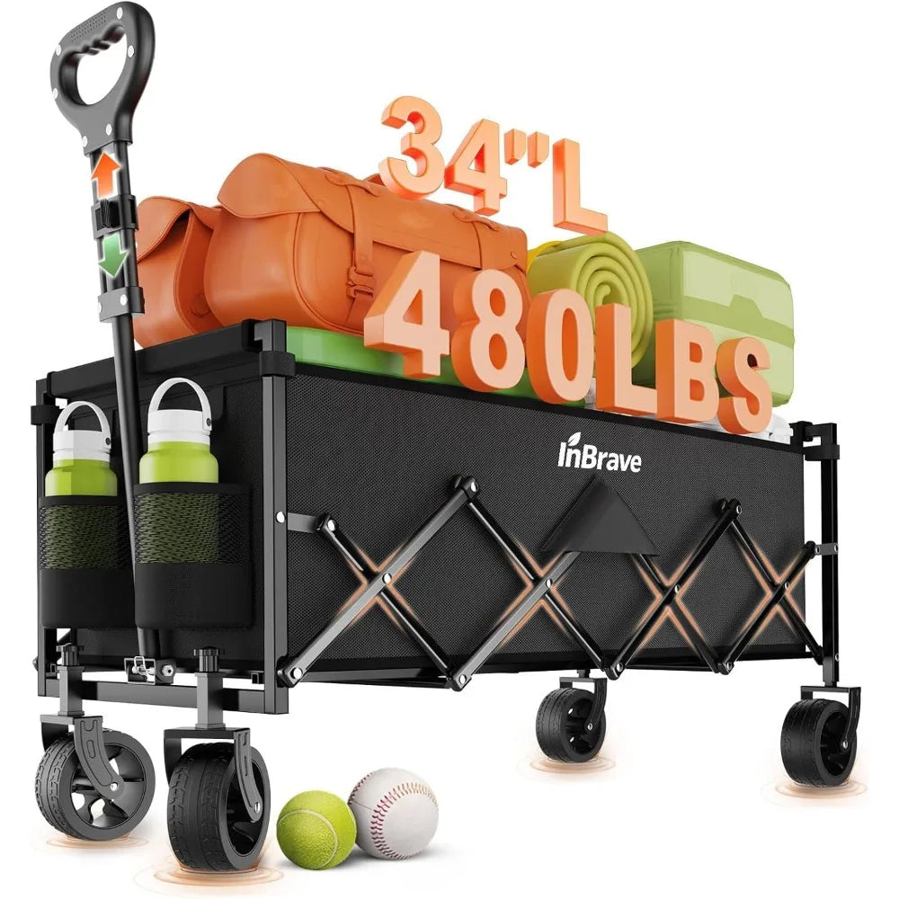 NBVCX Heavy Duty Collapsible Wagon 480LBS All-Terrain Utility Cart