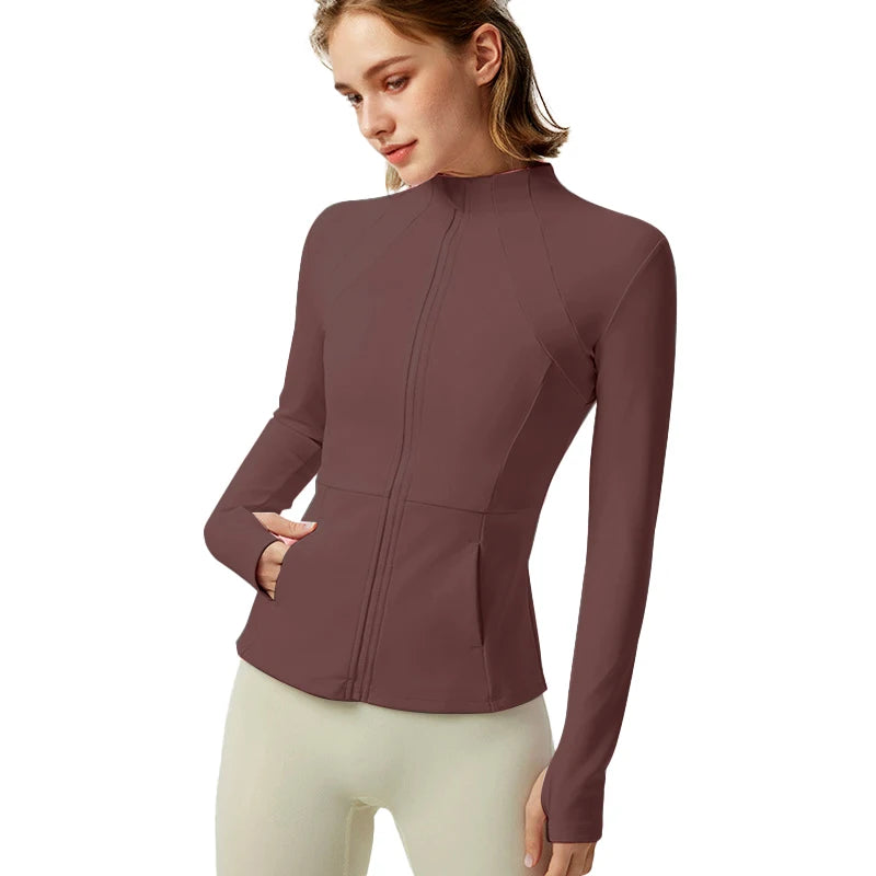 Women's Athletic Lightweight Yoga Jacket With Zipper And Pockets