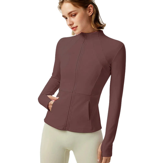 Women's Athletic Lightweight Yoga Jacket With Zipper And Pockets
