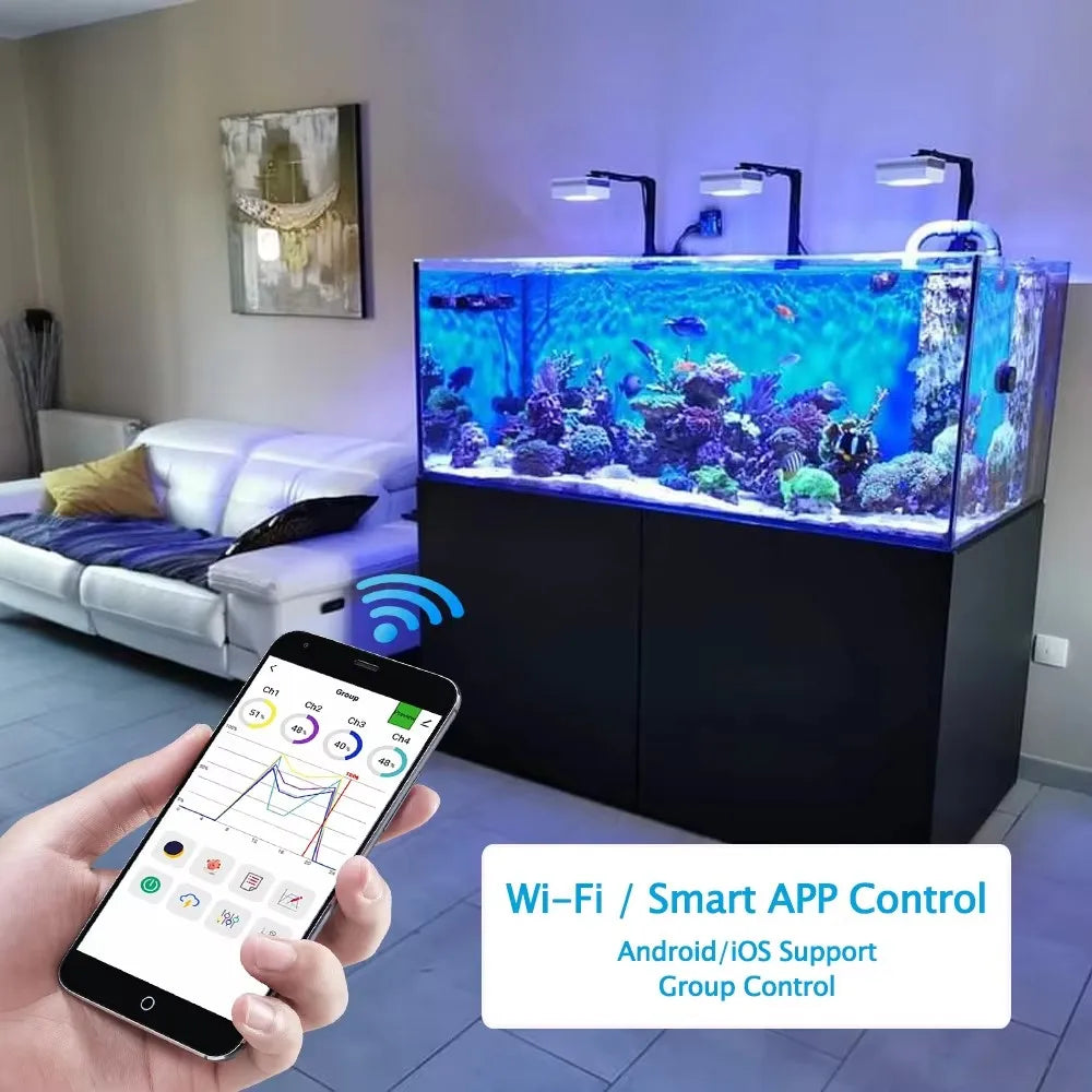 PopBloom RL90 WiFi LED Aquarium Light Full Spectrum Reef Lighting