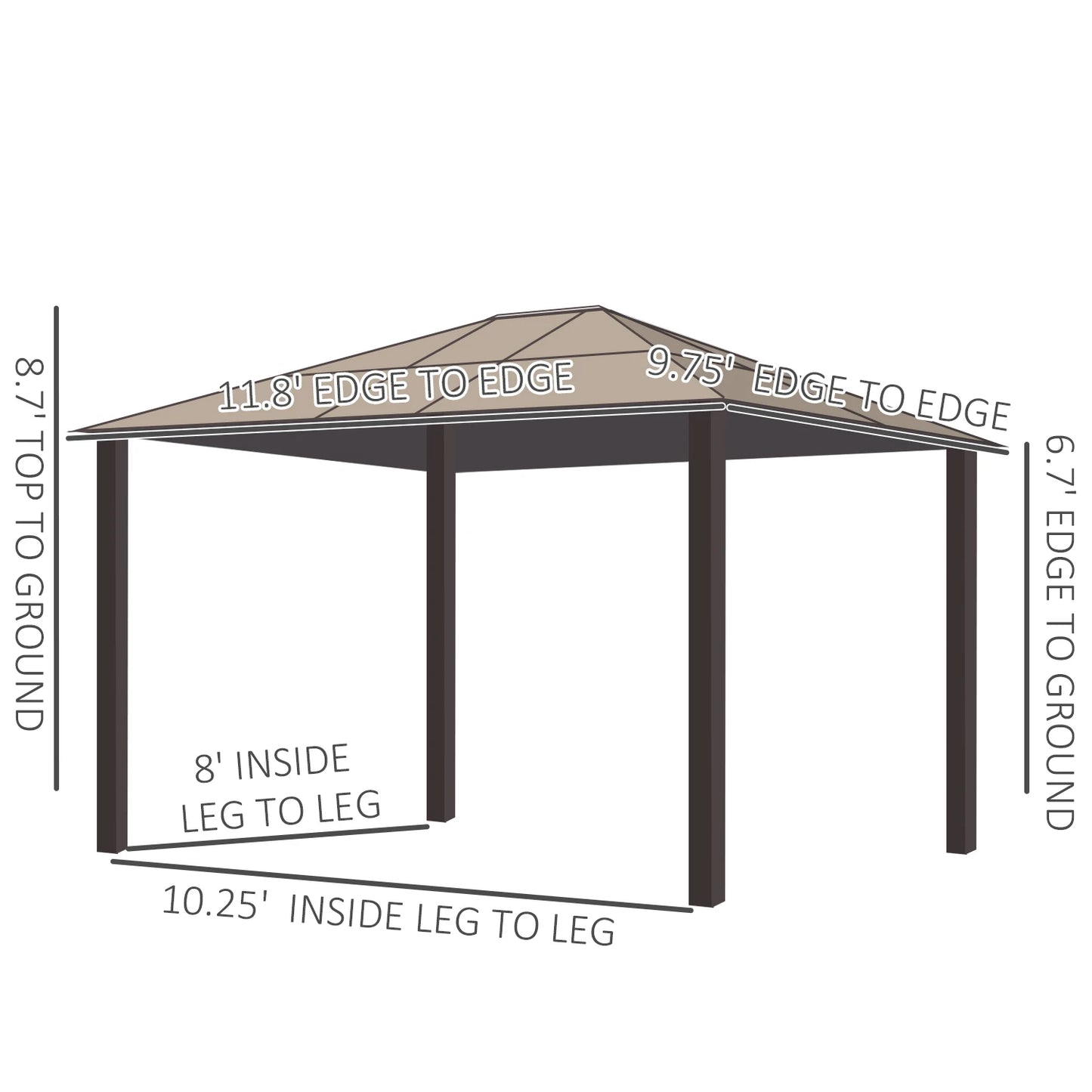 Solarium Style Hardtop Gazebo With Translucent Polycarbonate Canopy With Netting