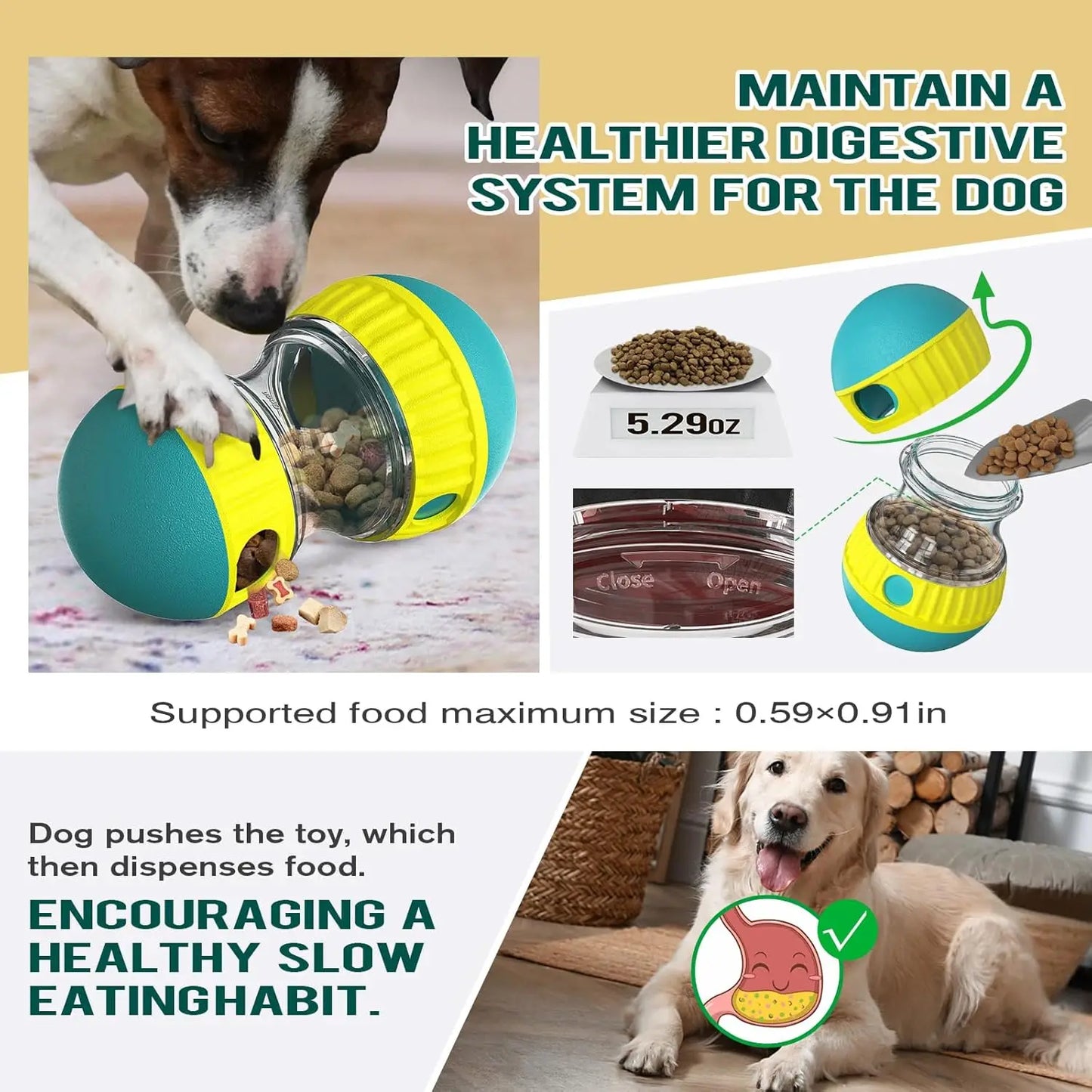 Dog Puzzle Toy Adjustable Treat Dispensing Ball For Slow Feeder