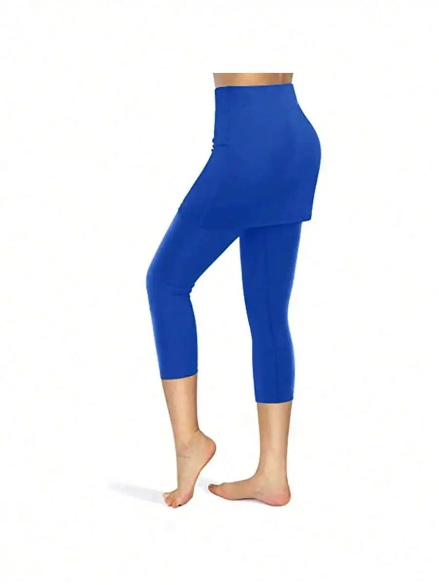 Women High Waist Yoga Leggings Capri Pants With Pockets