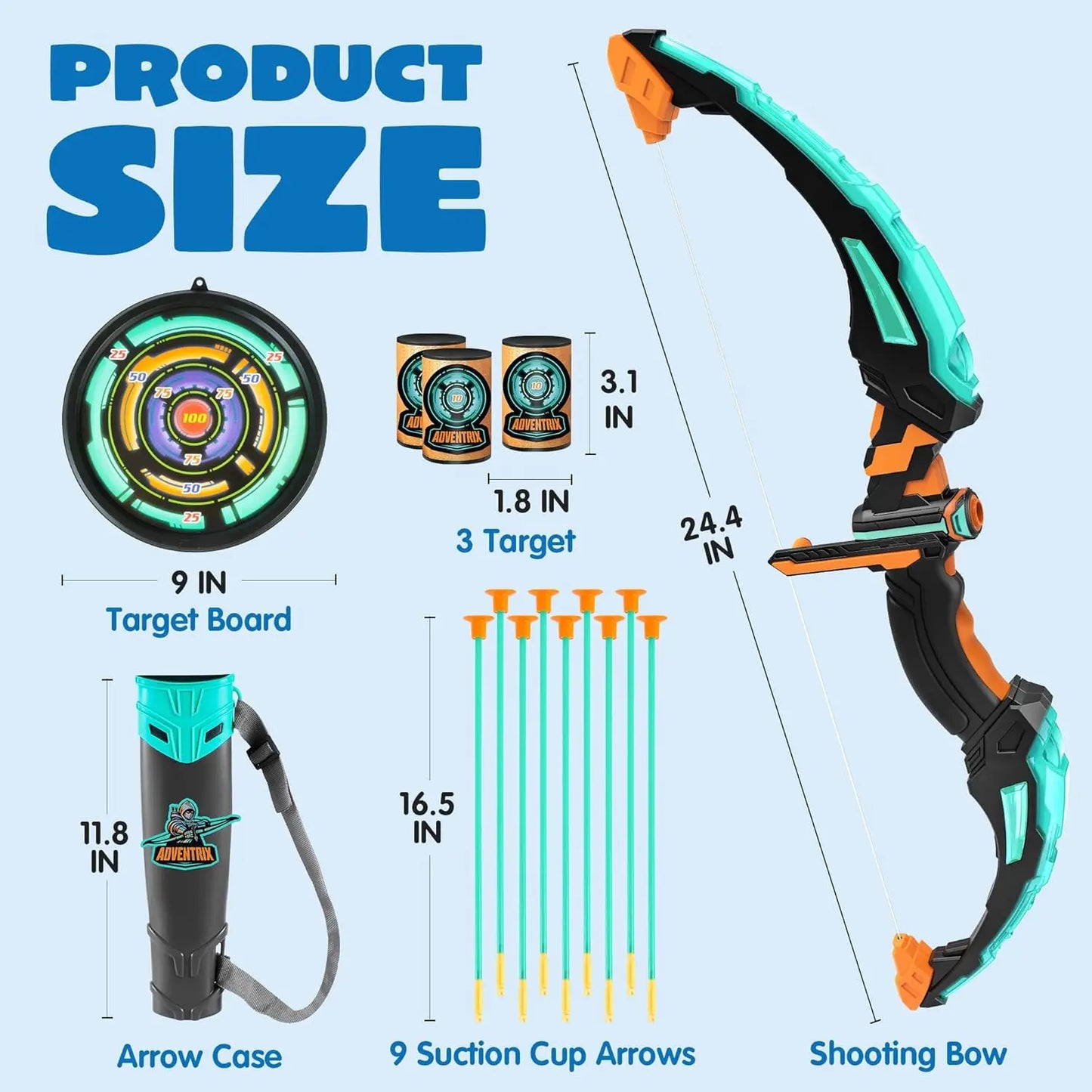 Joyfy LED Light Up Kids Bow And Arrow Set With Suction Cup Arrows