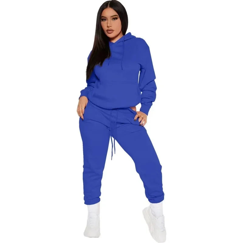 Winter Women Tracksuit Two Piece Set Oversized Hoodie Sweatpants