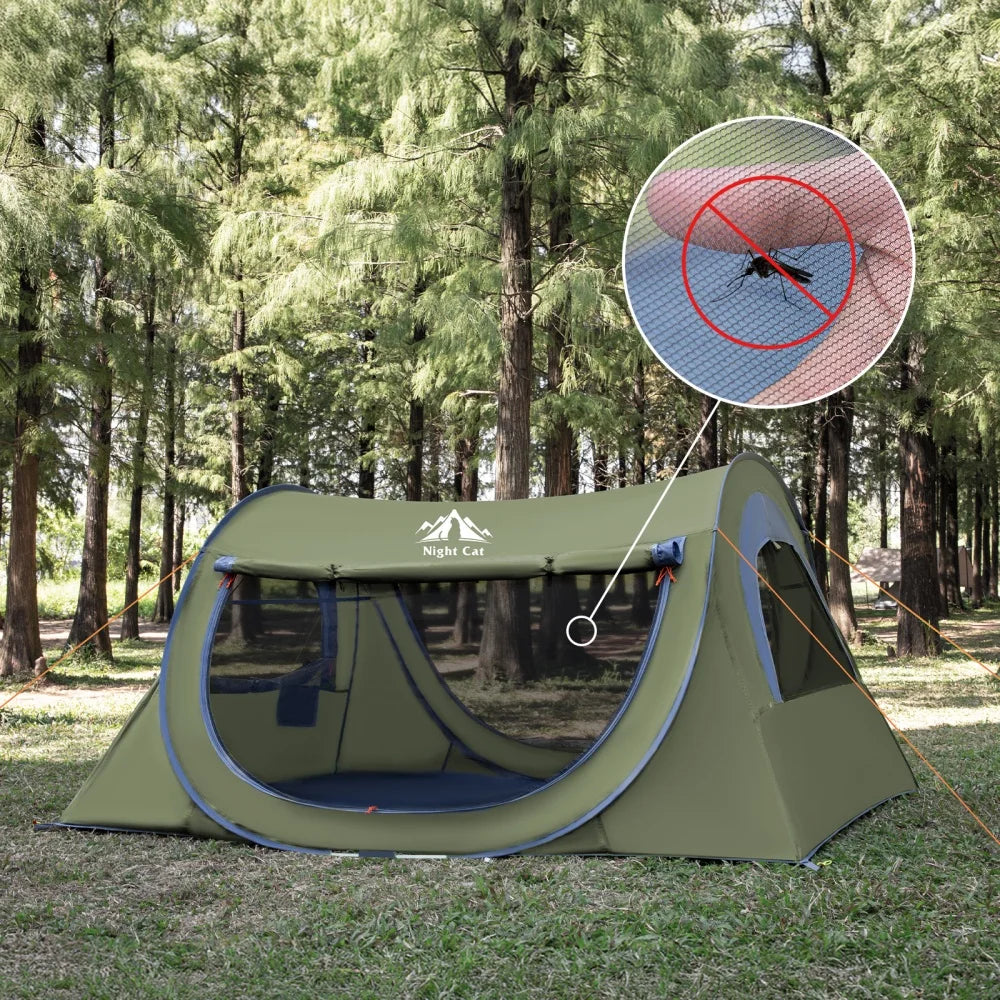 Night Cat Pop Up Tent With Mosquito Net For Camping