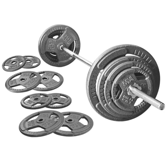 Cast Iron Weight Plates Set With Barbell Bar And Locks