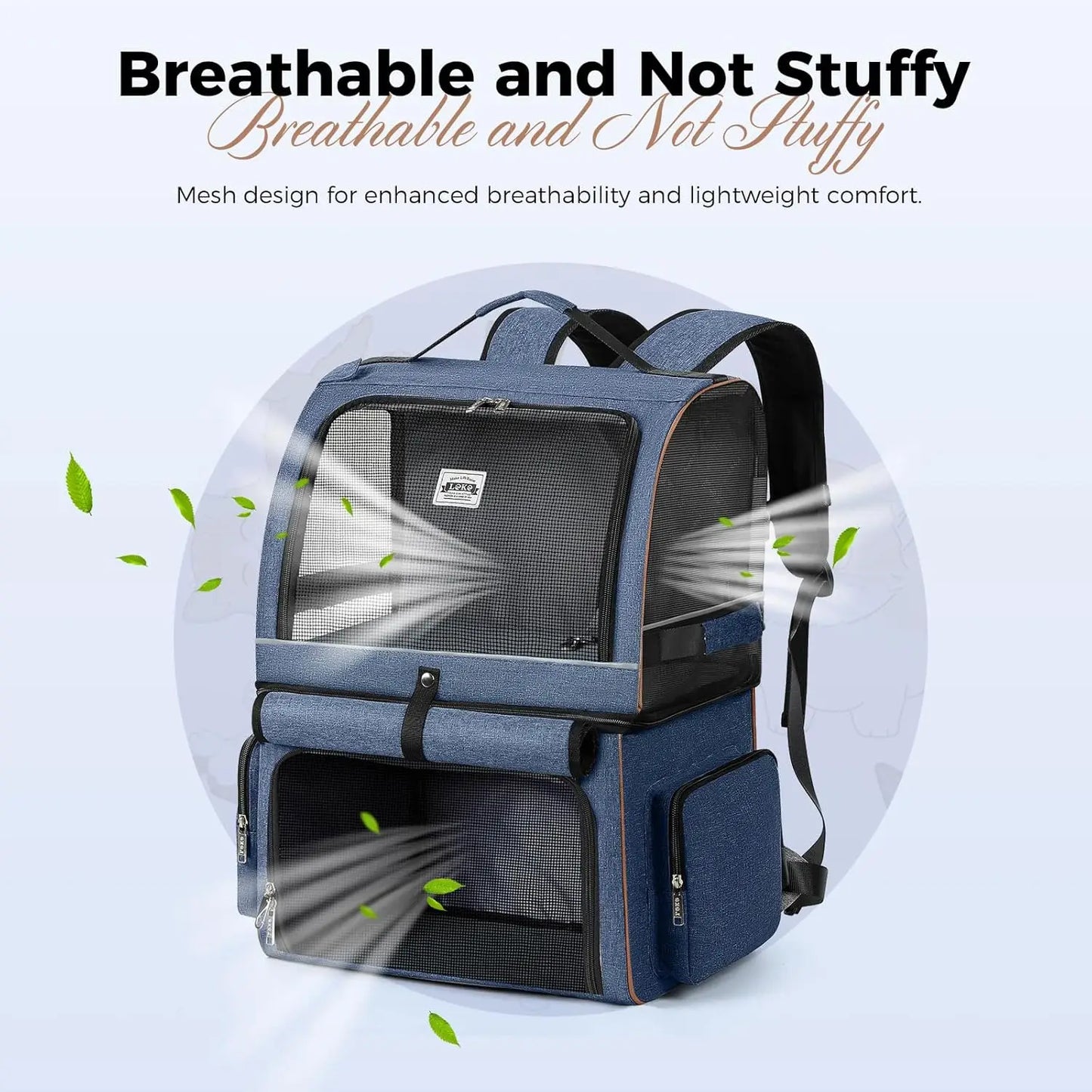 Double-Compartment Cat Backpack Carrier For Two Small Cats Or Dog