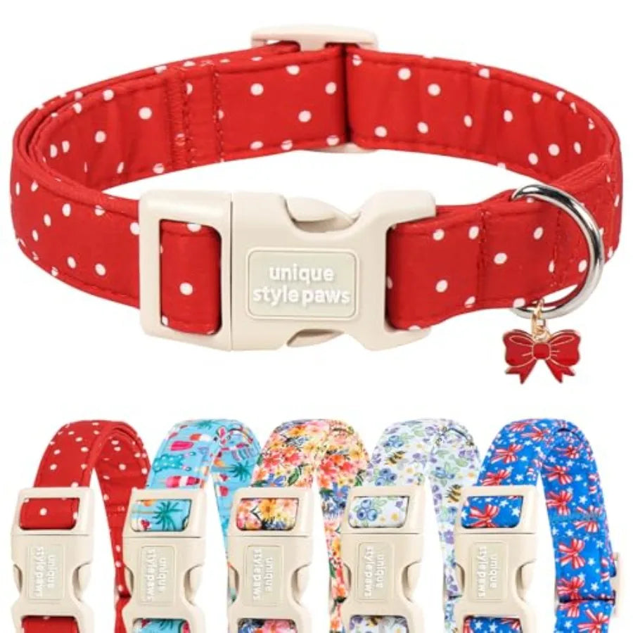 Dog Collar With Coconut Tree Pendant And Plastic Buckle For Small To Large Dogs