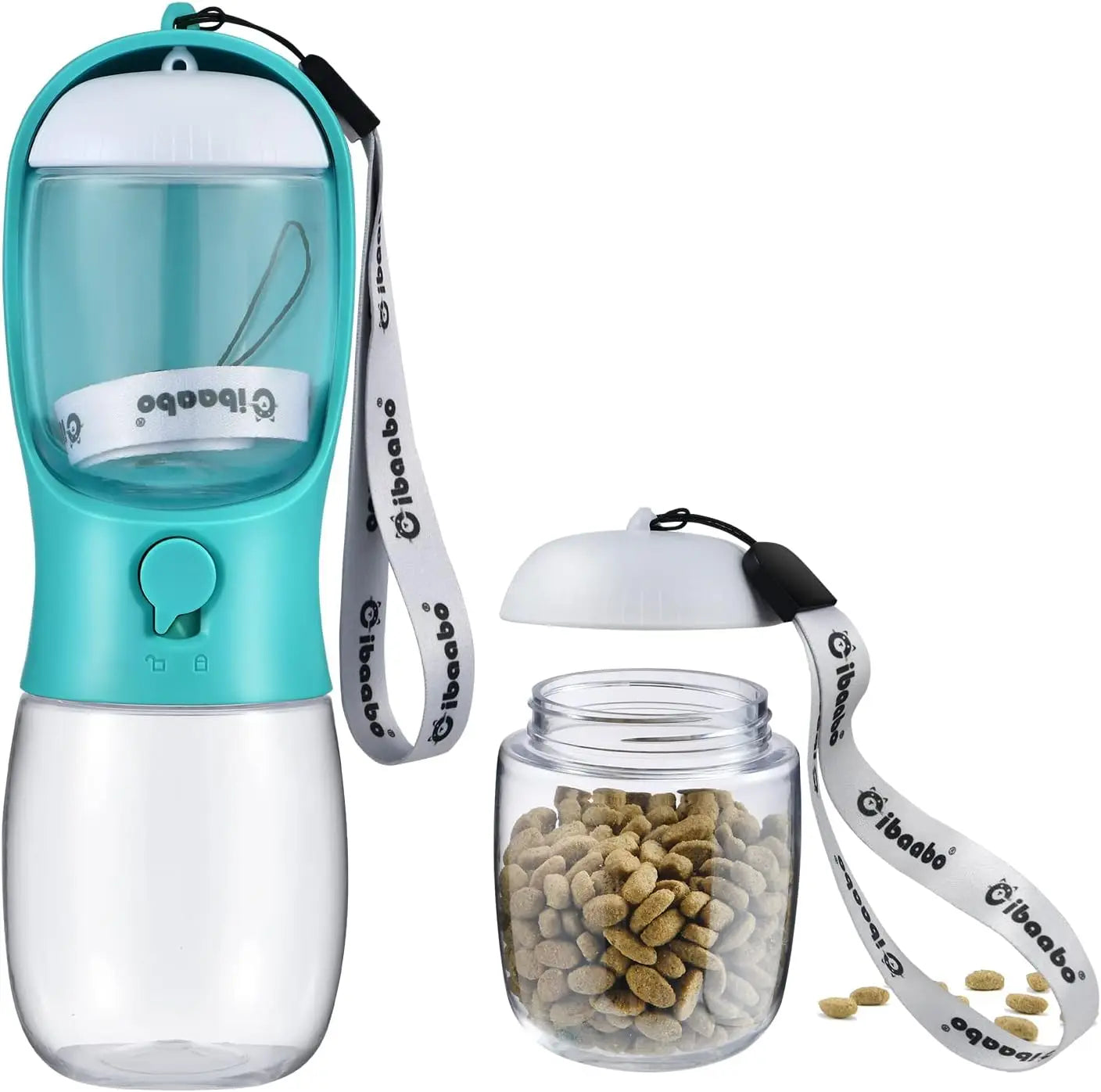 Cibaabo Dog Water Bottle With Food Container Travel Dispenser