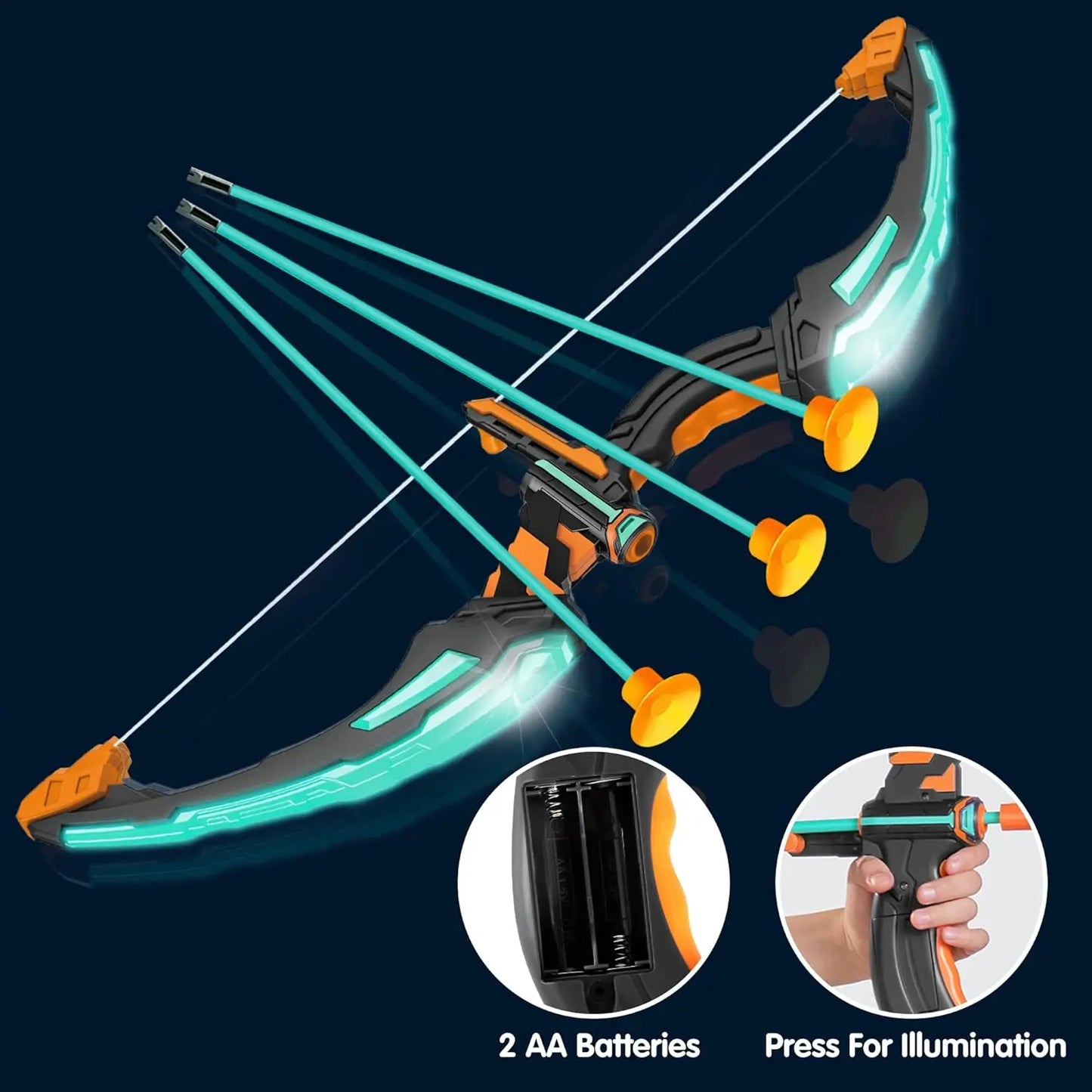 Joyfy LED Light Up Kids Bow And Arrow Set With Suction Cup Arrows