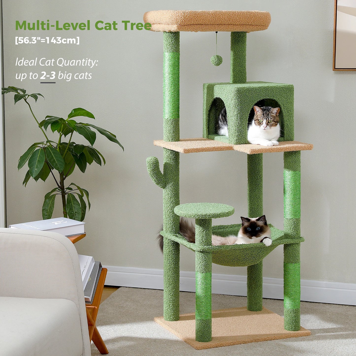 PAWZ Road Cat Tree Indoor Multi Level Tower With Hammock