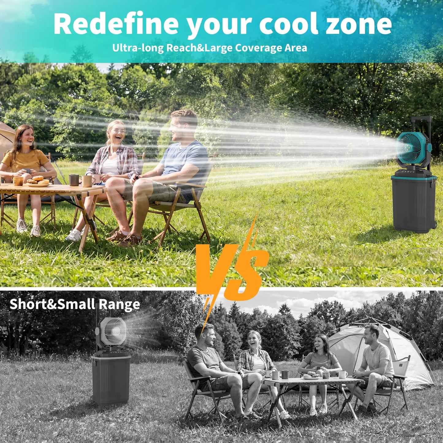 HiMISS Portable Misting Bucket Fan With Remote Oscillating