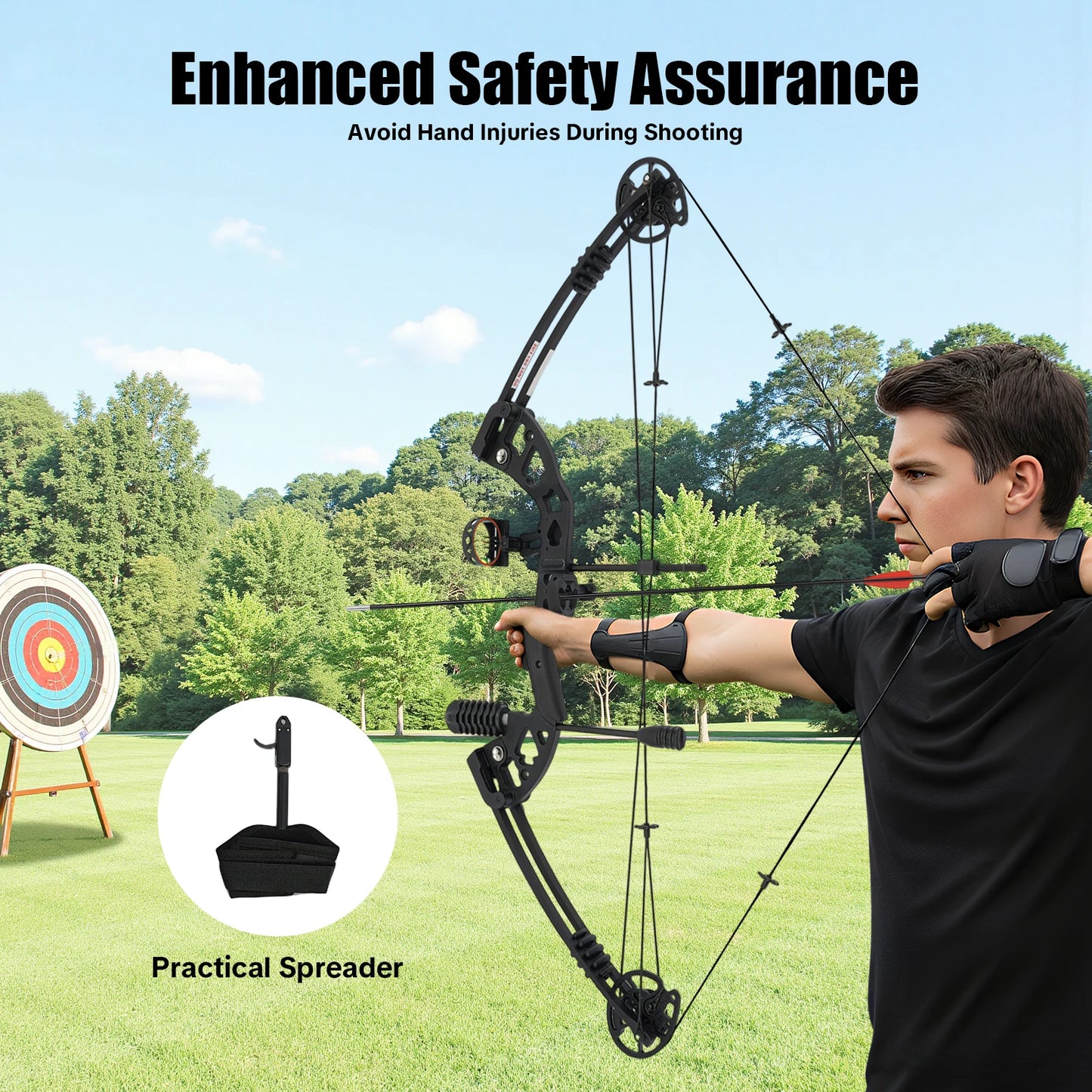 Right Hand Compound Bow With Adjustable Draw Weight 3 Pin Sight Archery Set