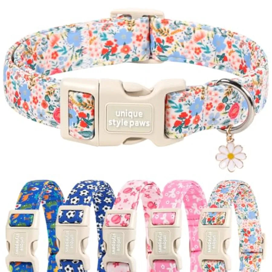 Dog Collar With Coconut Tree Pendant And Plastic Buckle For Small To Large Dogs