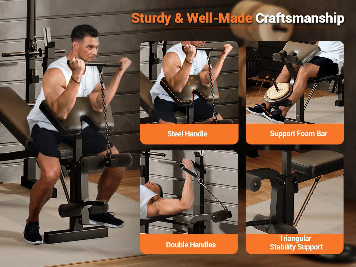 HiMISS Adjustable Four In One Weight Bench With Leg Developer Foldable