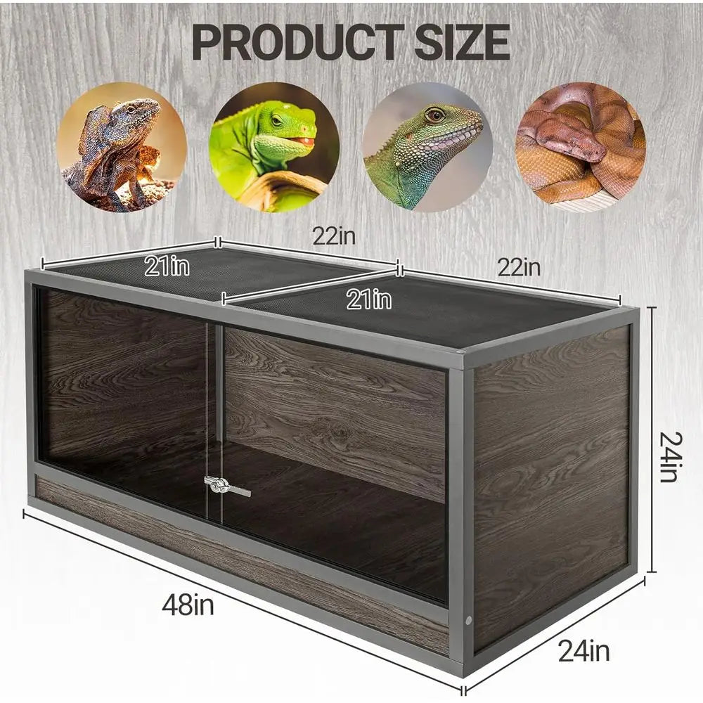Insulated Wooden Reptile Enclosure For Bearded Dragons Sliding Door