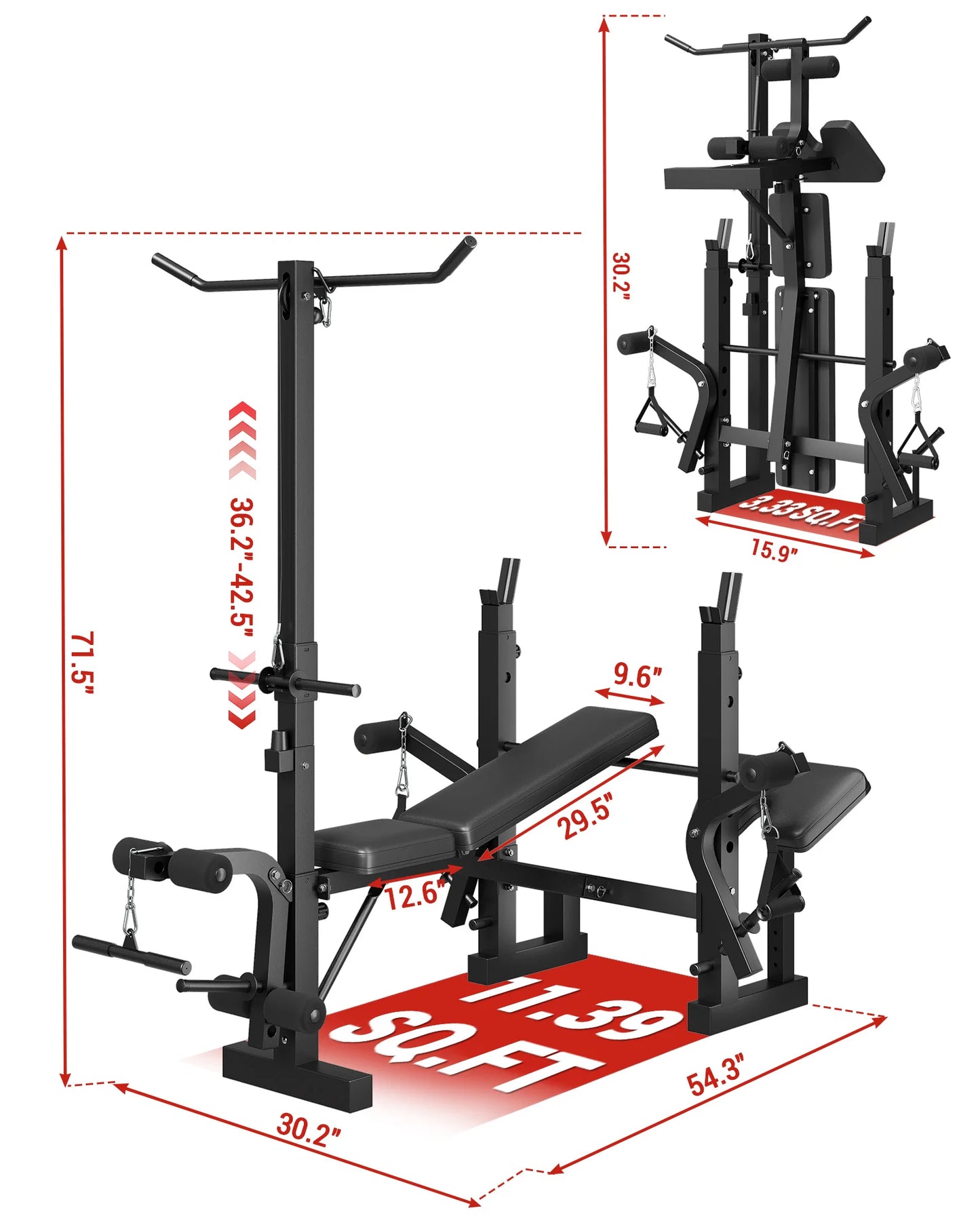 HiMISS Adjustable Four In One Weight Bench With Leg Developer Foldable