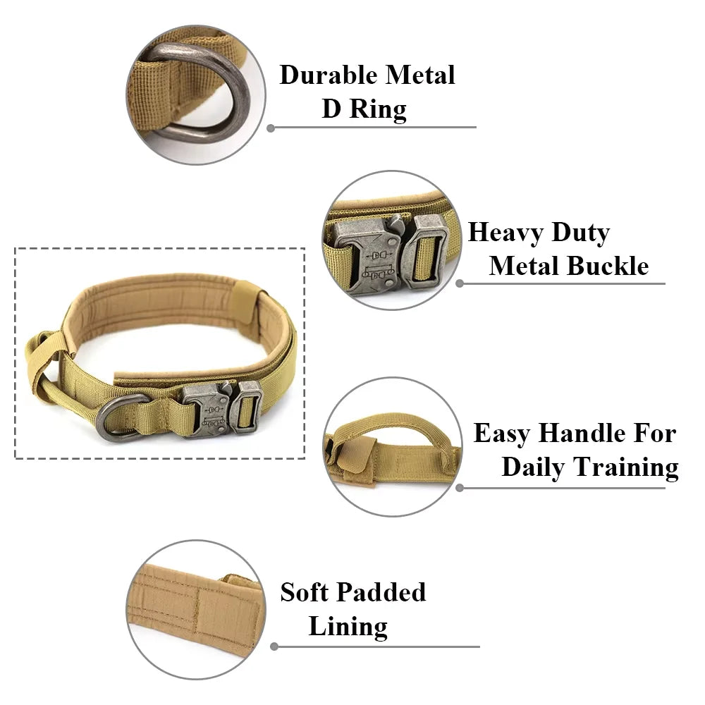 Adjustable Tactical Dog Training Collar And Leash Set With Handle