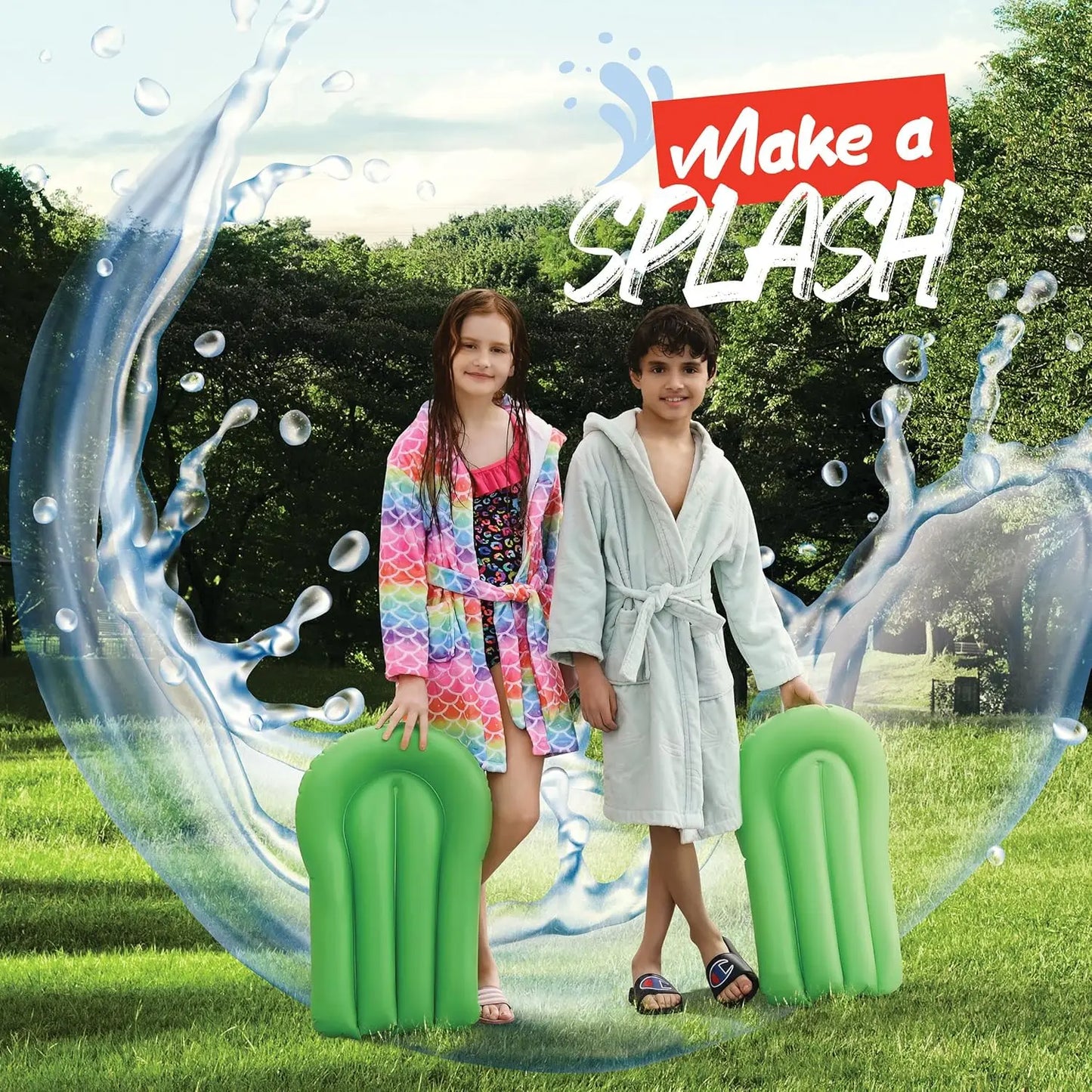 Kids Waterslide With Sprinkler And Inflatable Boards