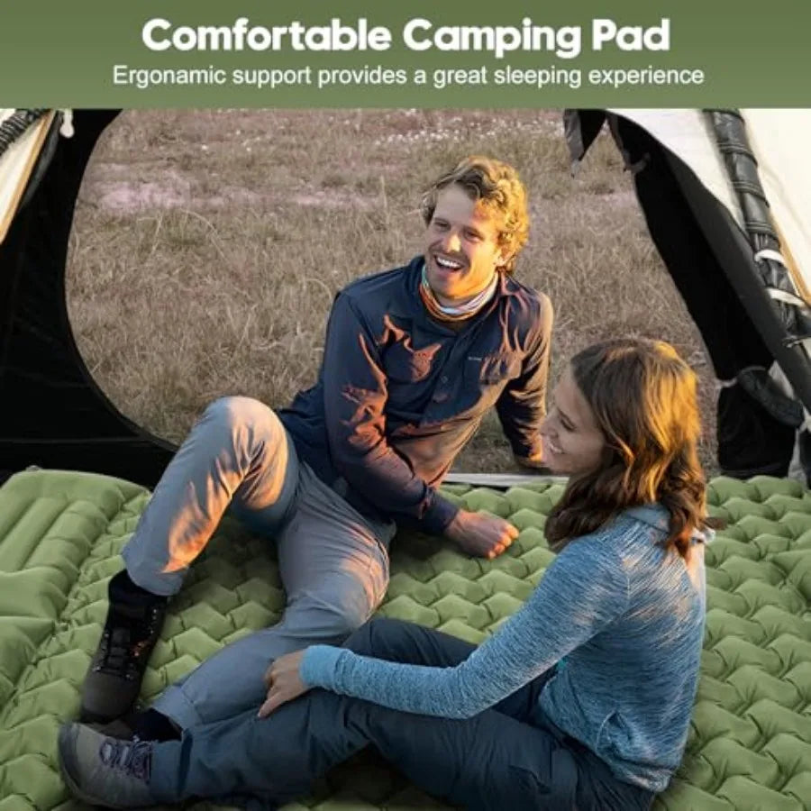 Double Sleeping Pad For Camping Inflatable 2 Person With Pillow Pump