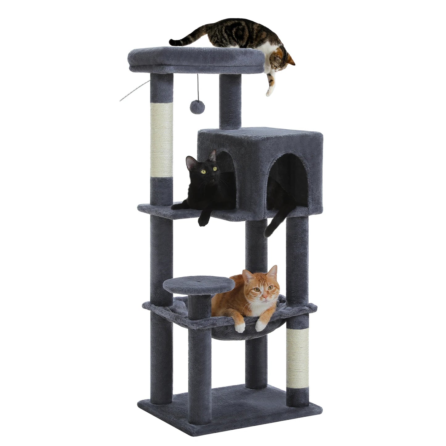 PEQULTI Five-Level Cat Tree Tower With Top Perch And Hammock
