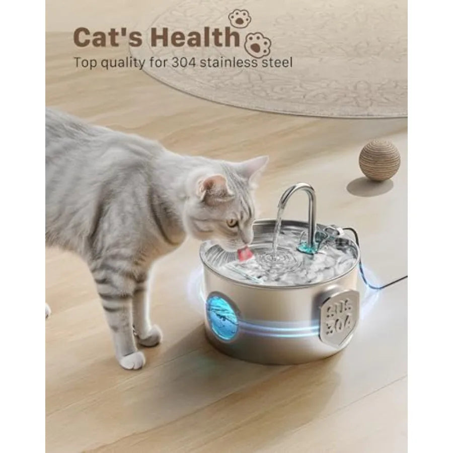 Stainless Steel Cat Water Dispenser For Quiet Indoor Drinking