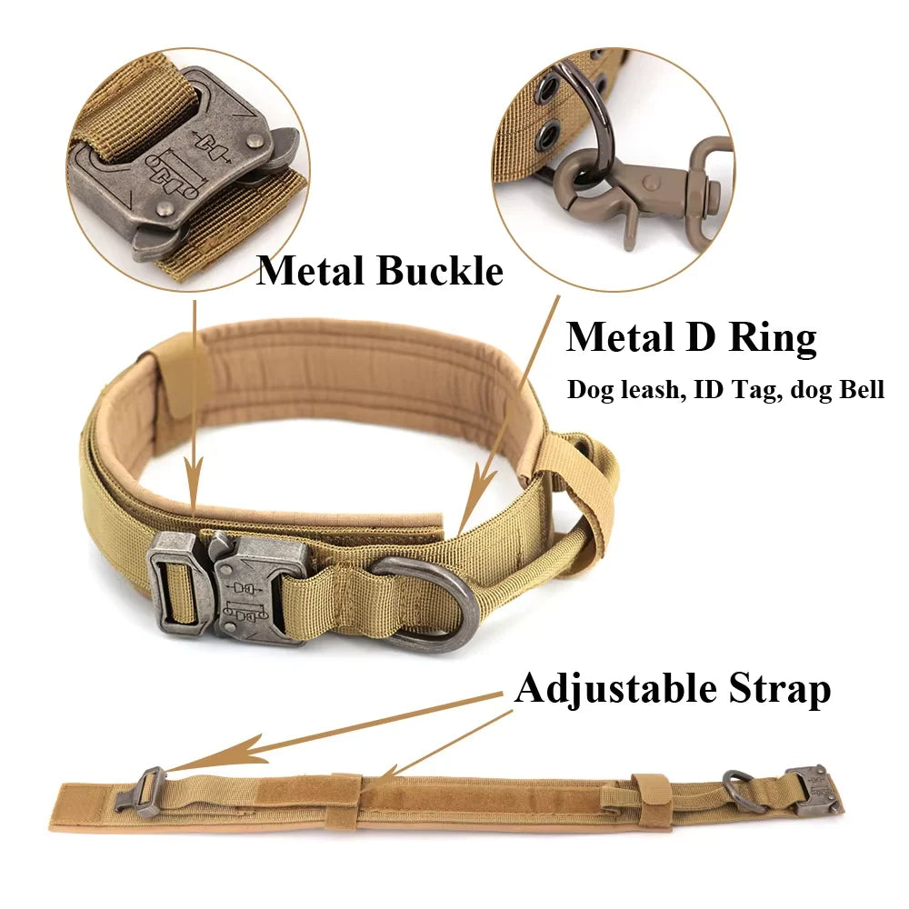 Adjustable Tactical Dog Training Collar And Leash Set With Handle