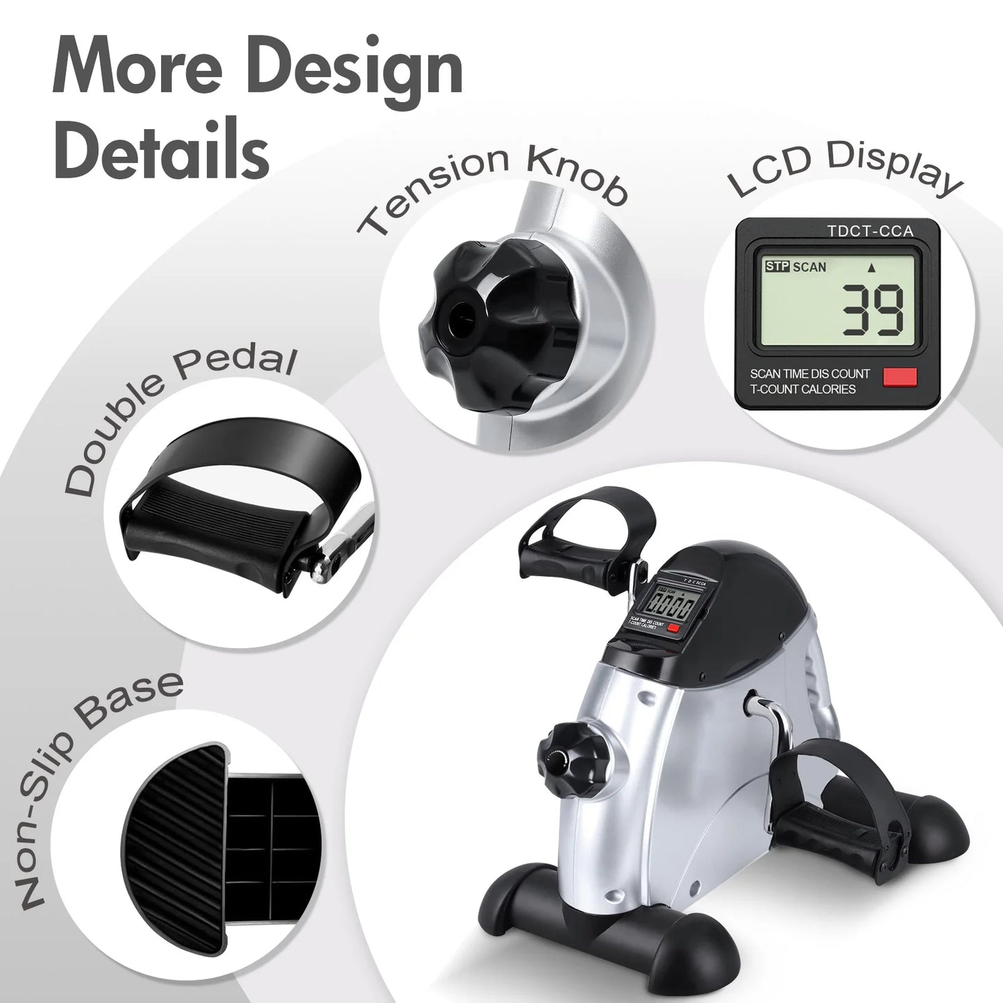 Under Desk Pedal Exerciser Motorized With LCD Display For Leg Arm Knee