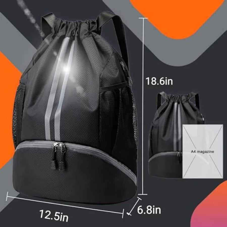 Football Boot Bag Drawstring Wet Dry Separation Waterproof Gym Sack