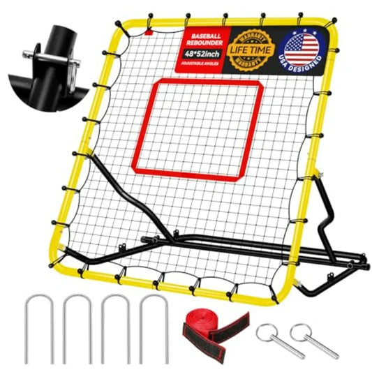 Baseball Rebounder Fielding Trainer 48x52 Inches Anti UV Adjustable Angles