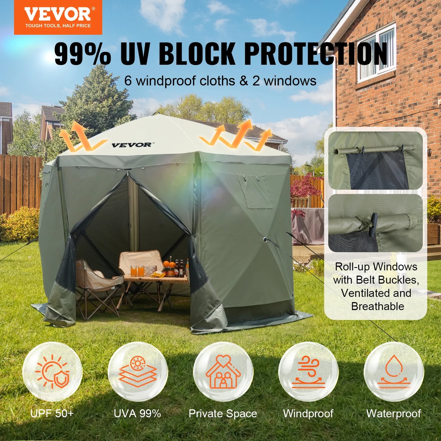 Pop Up Gazebo Tent Canopy Sun Shelter With Privacy Panels