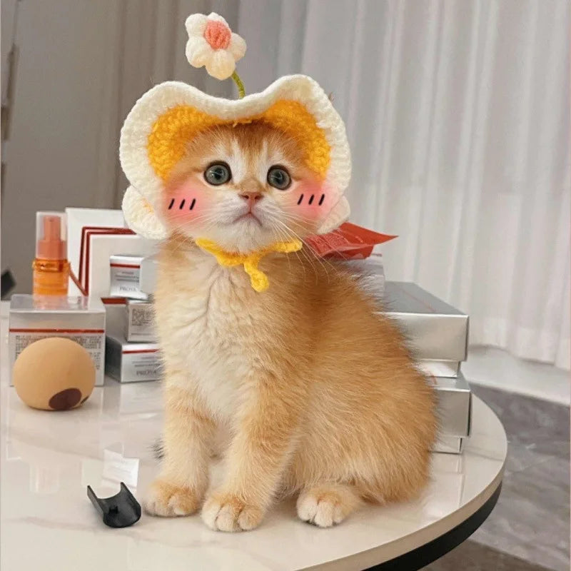 Pawstrip Flower Design Adjustable Cat Hat For Cats And Dogs