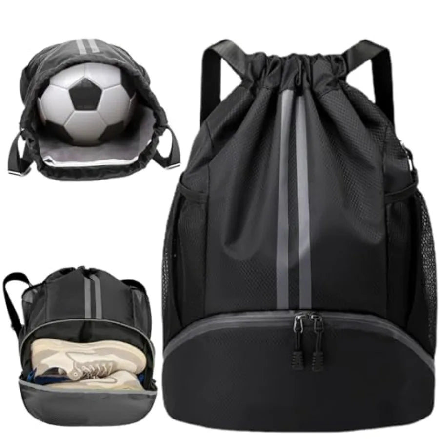 Football Boot Bag Drawstring Wet Dry Separation Waterproof Gym Sack