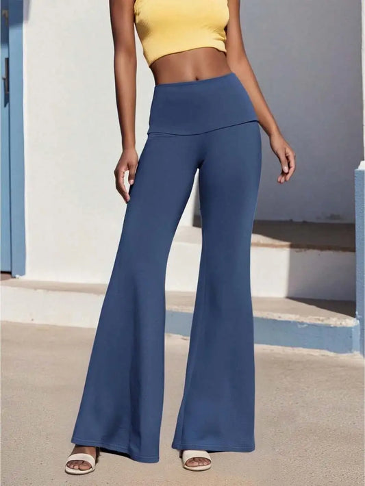 Fold Over Waist Wide Leg Yoga Pants For Women Lounge