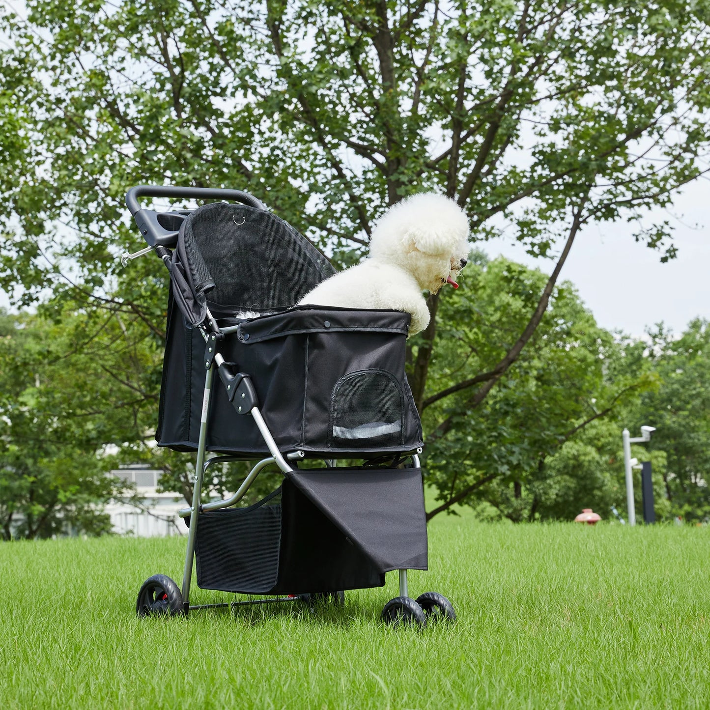 3 Wheel Foldable Pet Stroller For Small Dogs And Cats With Mesh