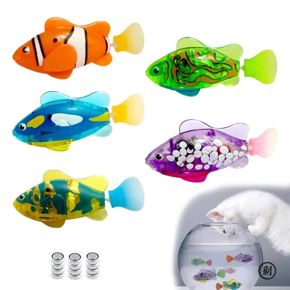 LED Inductive Robotic Cat Toy Interactive Swimming Fish Stimulates Kitten