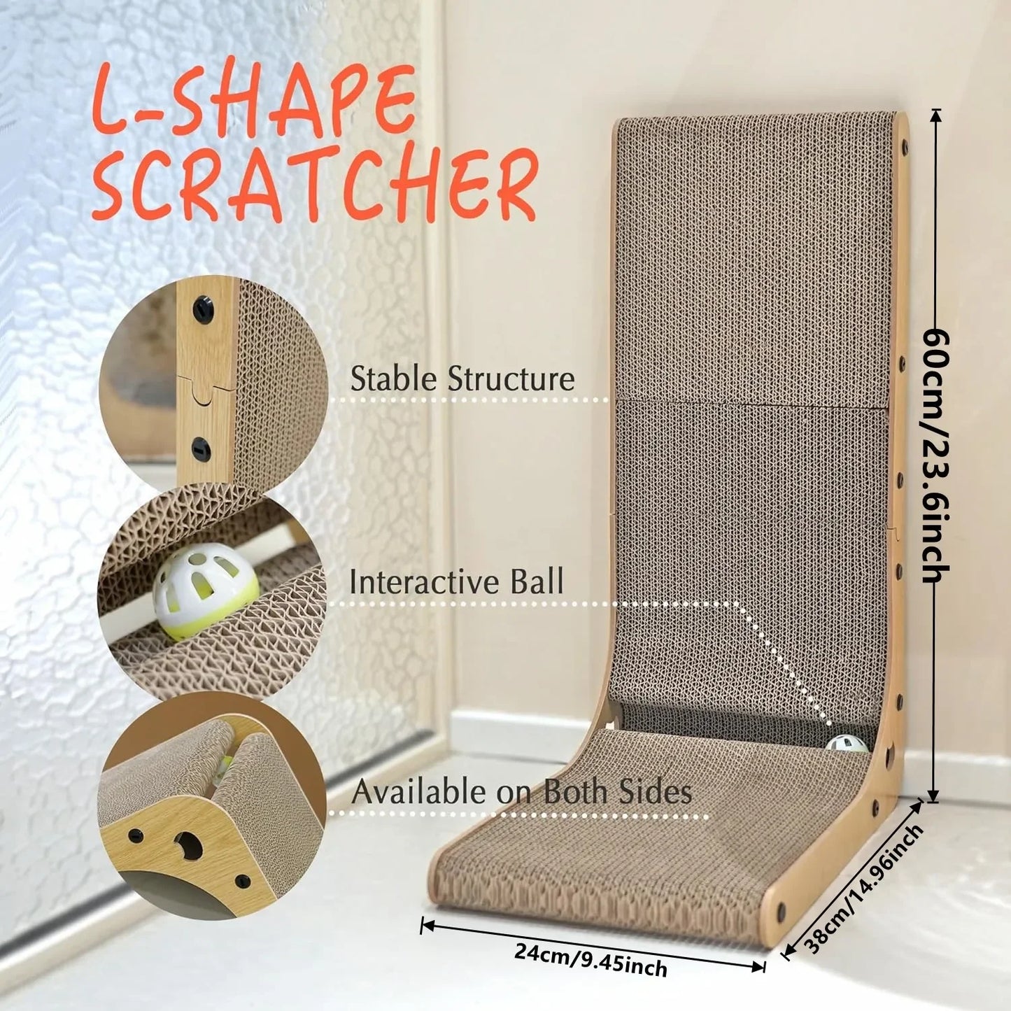 L Shape Cat Scratching Post Indoor Furniture Protector 2 Pack