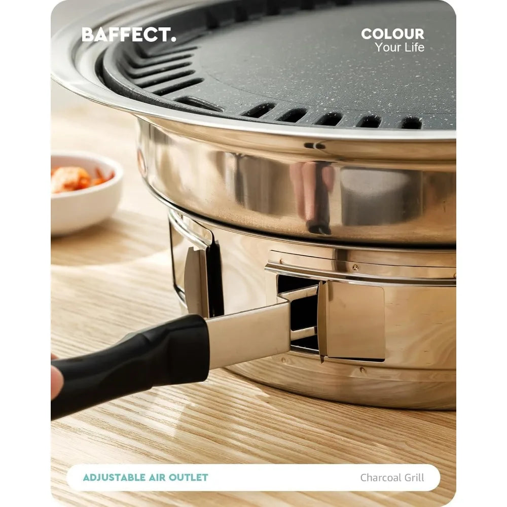 NBVCX Nonstick Stainless Steel Korean BBQ Grill Portable Charcoal Stove