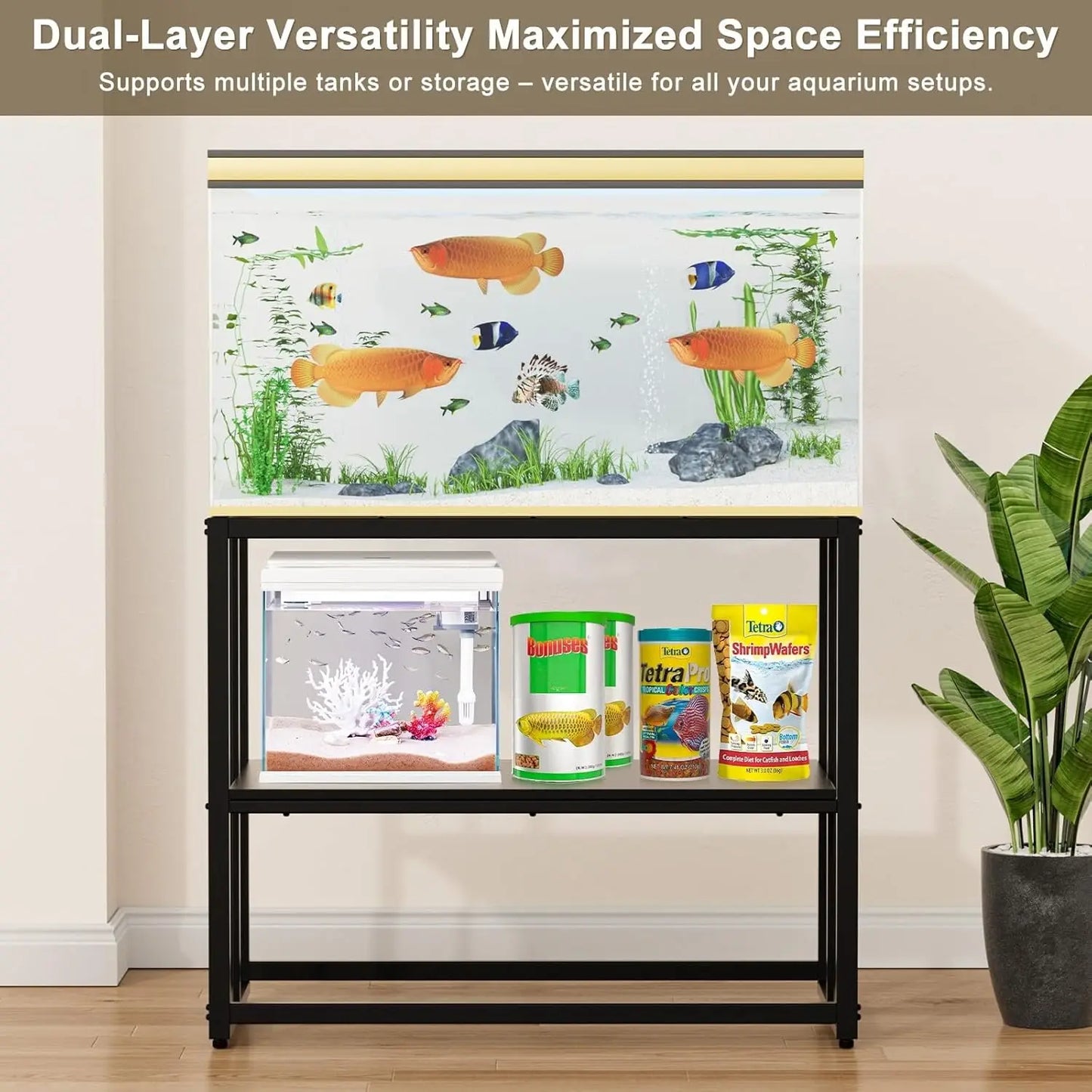 Durable Stainless Steel Aquarium Stand With Dual Layer Design