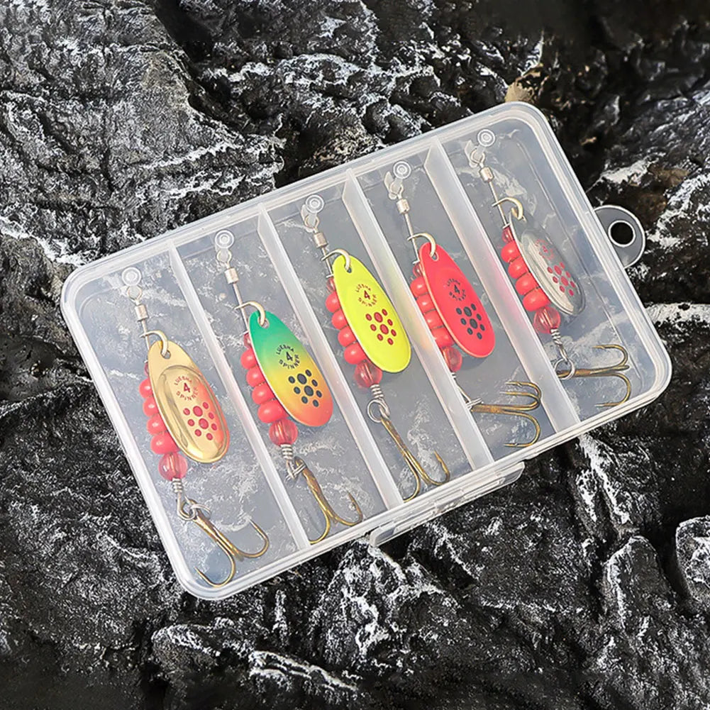 Metal Spoon Spinner Fishing Lures Set With Tackle Box