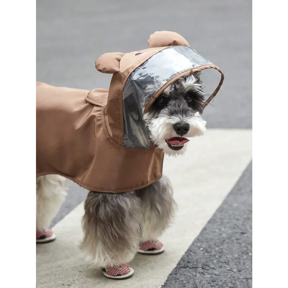 PETSIN Hooded Pet Raincoat Waterproof Cartoon Bear Design