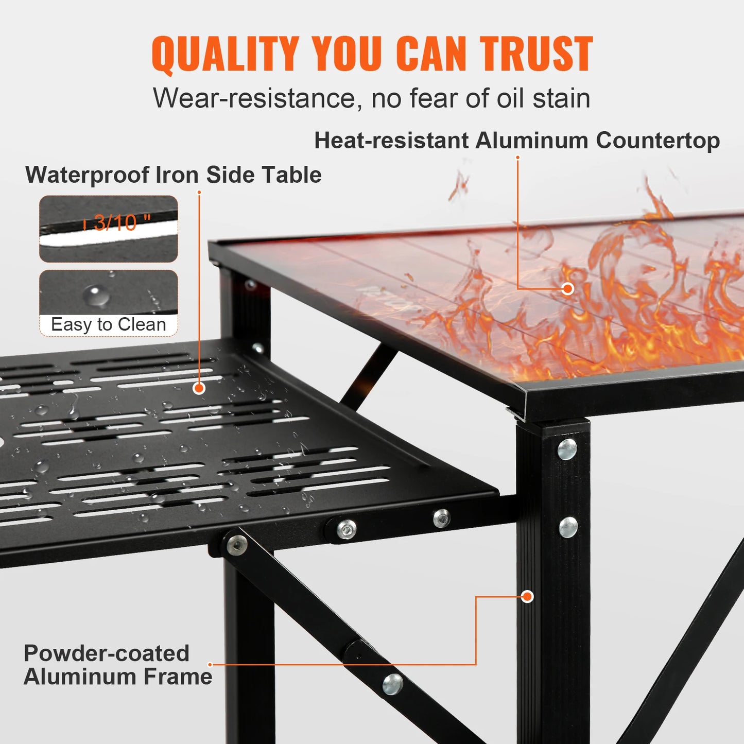 SucceBuy Aluminum Folding Camping Kitchen Table Portable Outdoor Cook Station