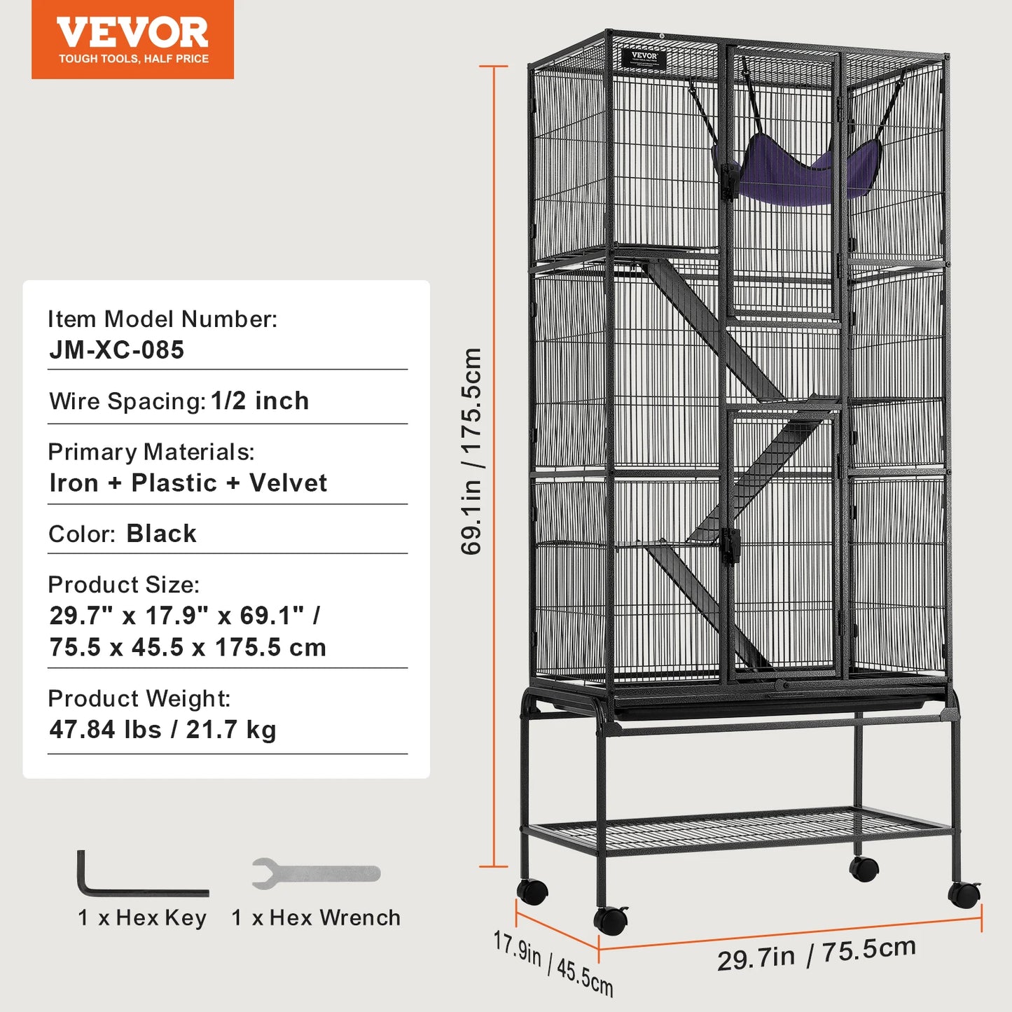 SucceBuy Four-Tier Rolling Metal Ferret Cage Ideal For Pets