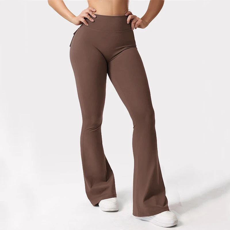 Women's Yoga Flare Trousers With Pockets For Gym And Outdoors