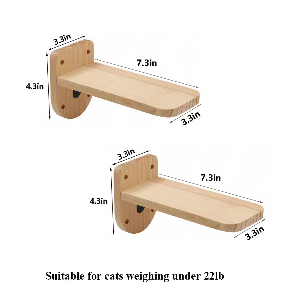 Wall Mounted Cat Bridge With Sisal Rope For Indoor Cats Pine Wood