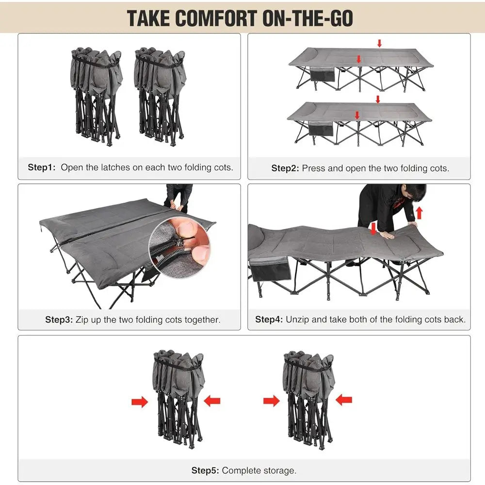 Portable Heavy Duty Camping Cot With Extra Comfortable Pad