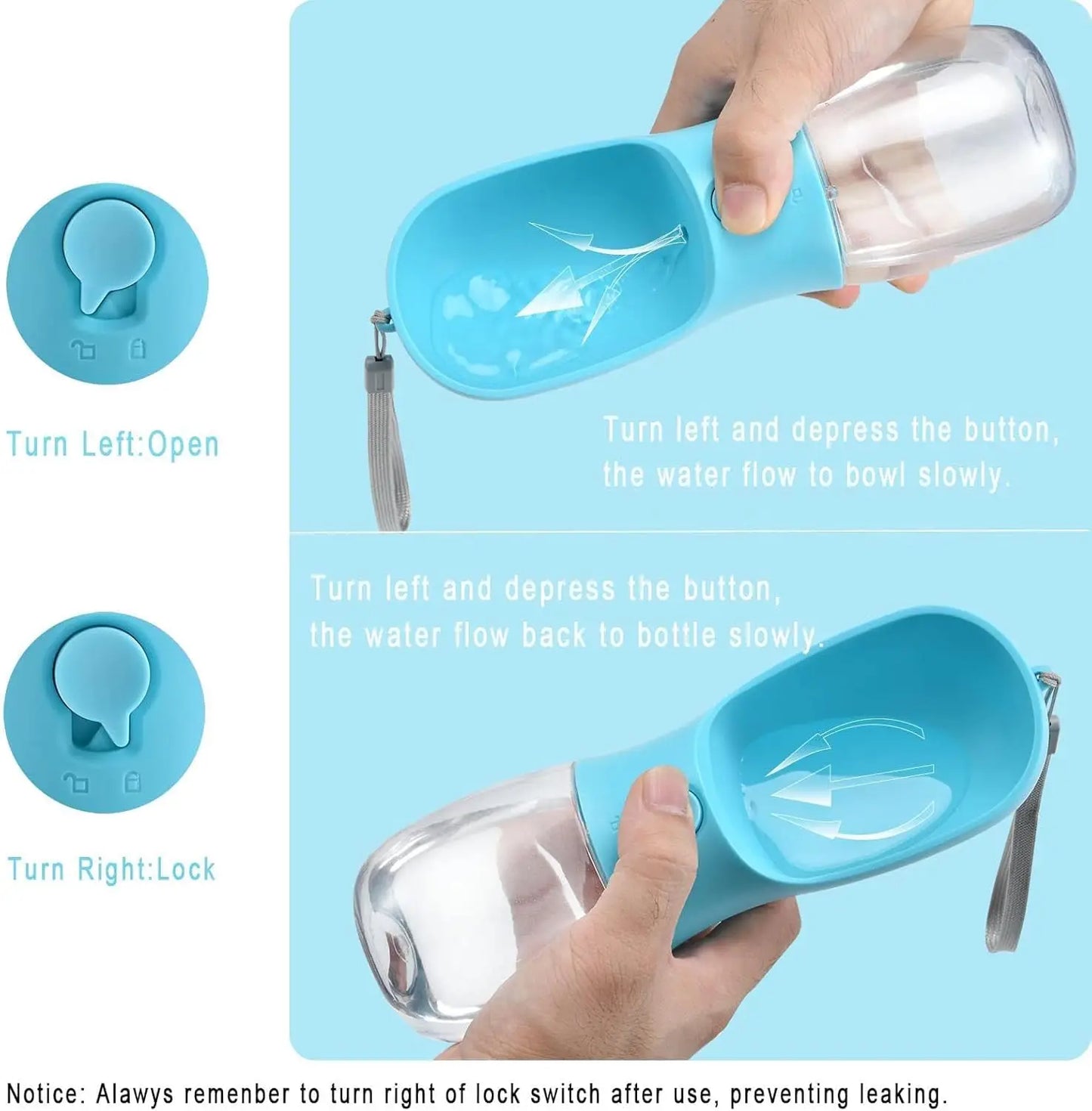 Cibaabo Dog Water Bottle With Food Container Travel Dispenser