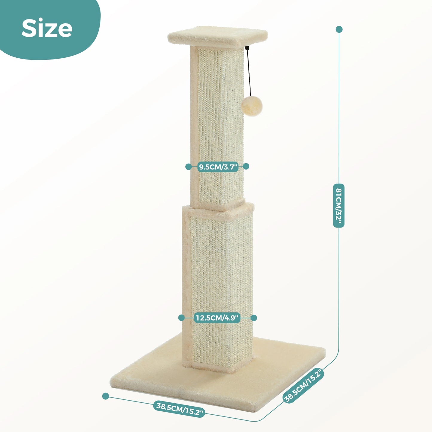 PAWZ Road Indoor Cat Scratching Post With Sisal Ball