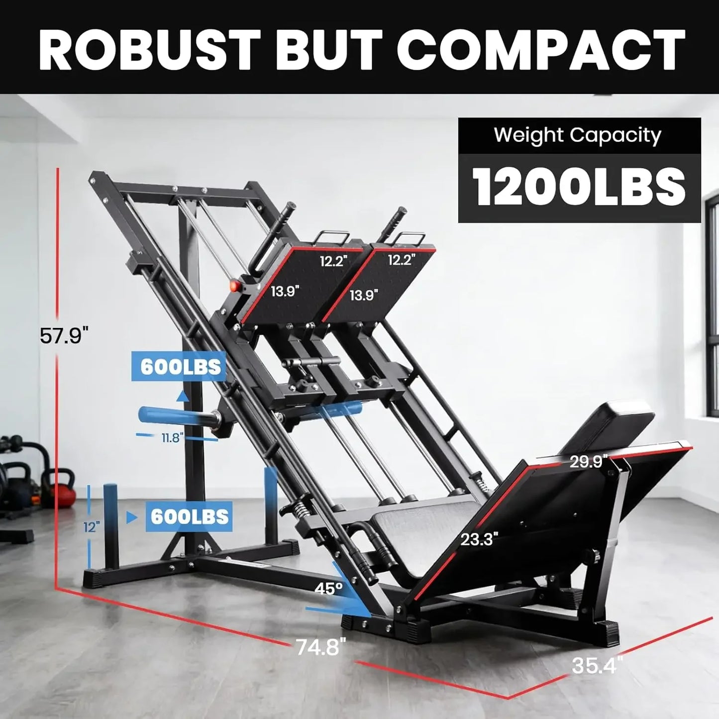 Three-In-One Leg Press Hack Squat Machine With Weight Storage